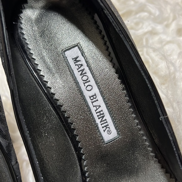 🌟Manolo Blahnik Black Gray Leopard Pointed Toe Heel Size 40 - Picture 4 of 8